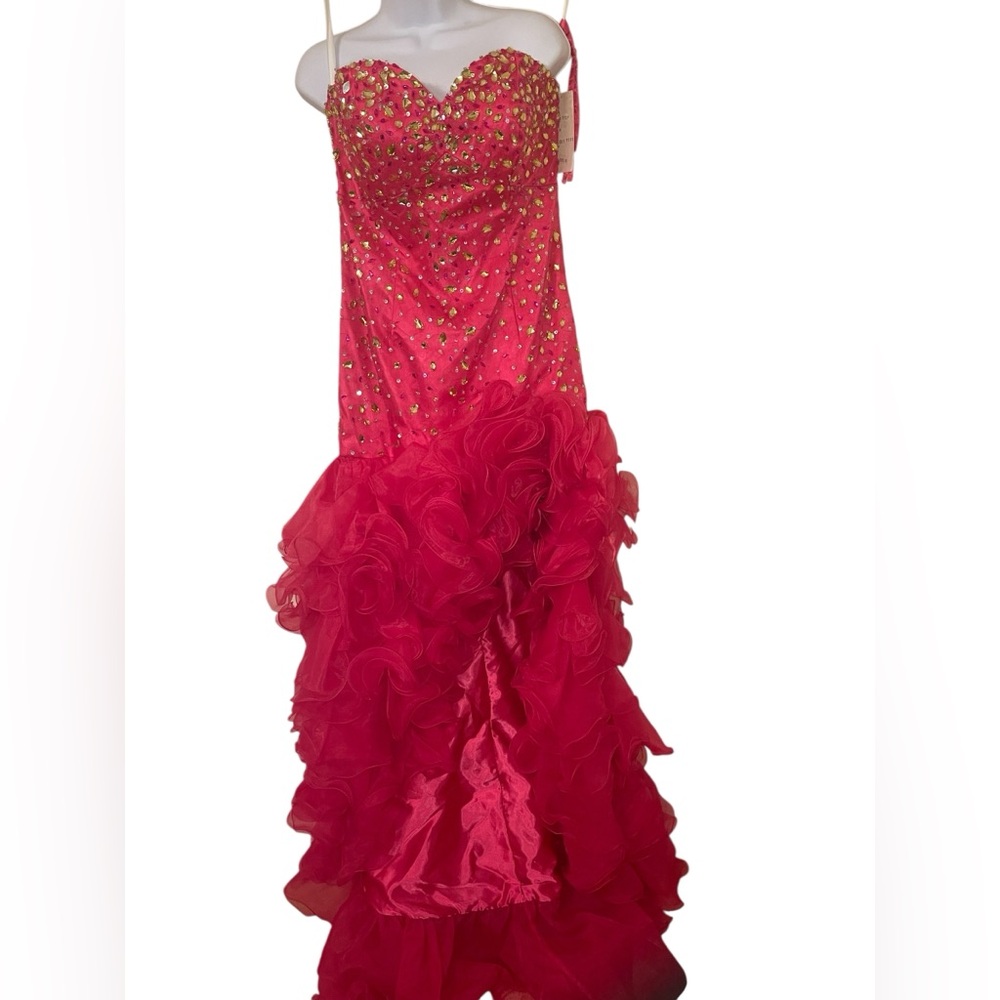 Cinderella Pink Prom Dress with Gold Accents